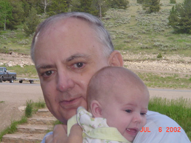 Angelina Hansen with her Great-Granduncle Ben (July 6, 2002)