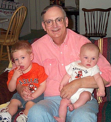 Paul Bennett Brown holding his grandsons, Paul Isaiah (PIB) and Austin Massillon Brown (March 31, 2002)
