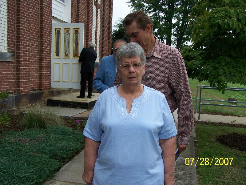 Arry Ossler (Wife of William H. Ossler, Ben's 1st Cousin) and Bob Barkan of Wilmot, Ohio (behind Arry Ossler)