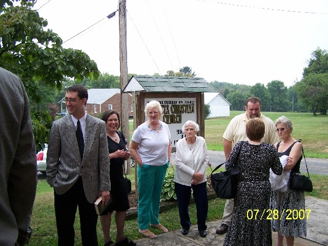 Left to Right: Steven Brown (Ben's Son), Cyndy Solon (Ben's Niece), Joan Wickersham (Ben's 1st Cousin), Naomi Kinsey (Wife of Thomas Kinsey, Ben's Uncle), Matt Riesen (Ben's 1st Cousin Once Removed), Linda Kinsey Riesen (Ben's 1st Cousin), Natalie Solon Hansen (Back toward camera - Ben's Niece)