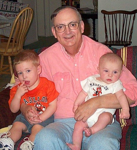 Paul Bennett Brown holding his grandsons, Paul Isaiah (PIB) and Austin Massillon Brown (March 31, 2002)