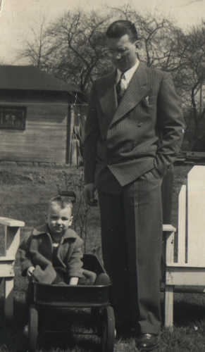Paul Brown with his son, Paul Bennett "Ben" Brown, Circa late 1940's